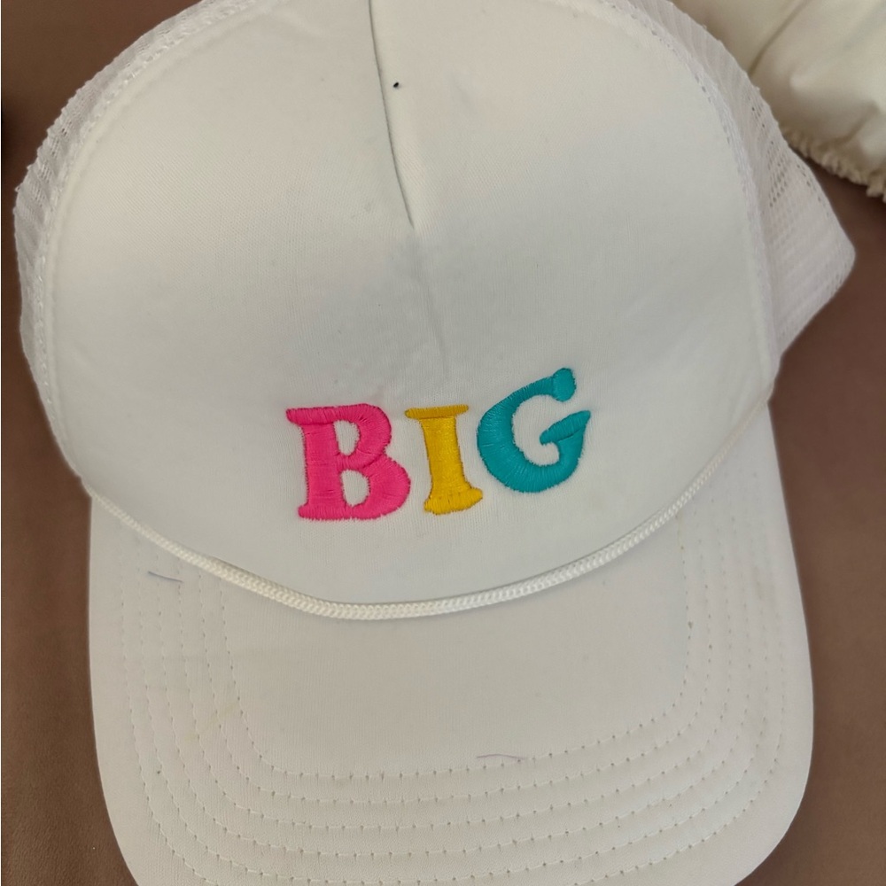 Sorority White Cap with Colorful 'BIG' Embroidery